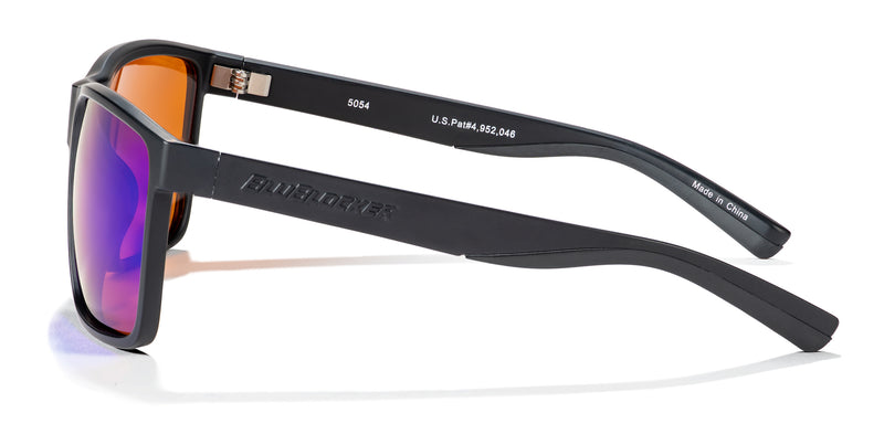 Sunglasses Matte Wayfarer Polarized BluBlocker Mirror Lenses Black Fullerton Blue with