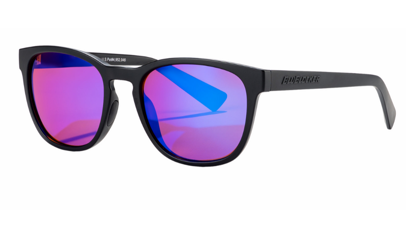 Belmont with Polarized Purple Mirror Lenses in Black Matte