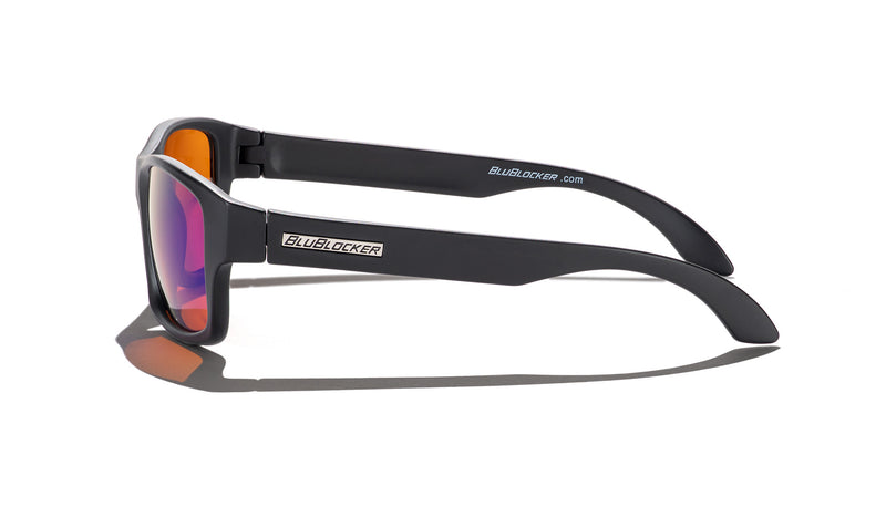 BluBlocker Sunglasses Black Matte Polarized with Blue Mirror